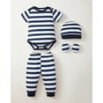 thumbnail image 4 of KIMI BEAR Newborn Baby Boys Layette Gift Set 6-9 Months Summer Outfits 4 Packs Short Sleeves Romper Top + Pants + Hats + Gloves 16pcs Blue, 4 of 10