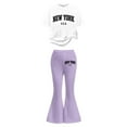 thumbnail image 4 of 2 Piece Outfits Sets Girls Short Sleeve Letter Print T-Shirt Top and Flared Pants Sets Girl Spring Clothes Girls Size 11-12 Years Outfit Sets, 4 of 5