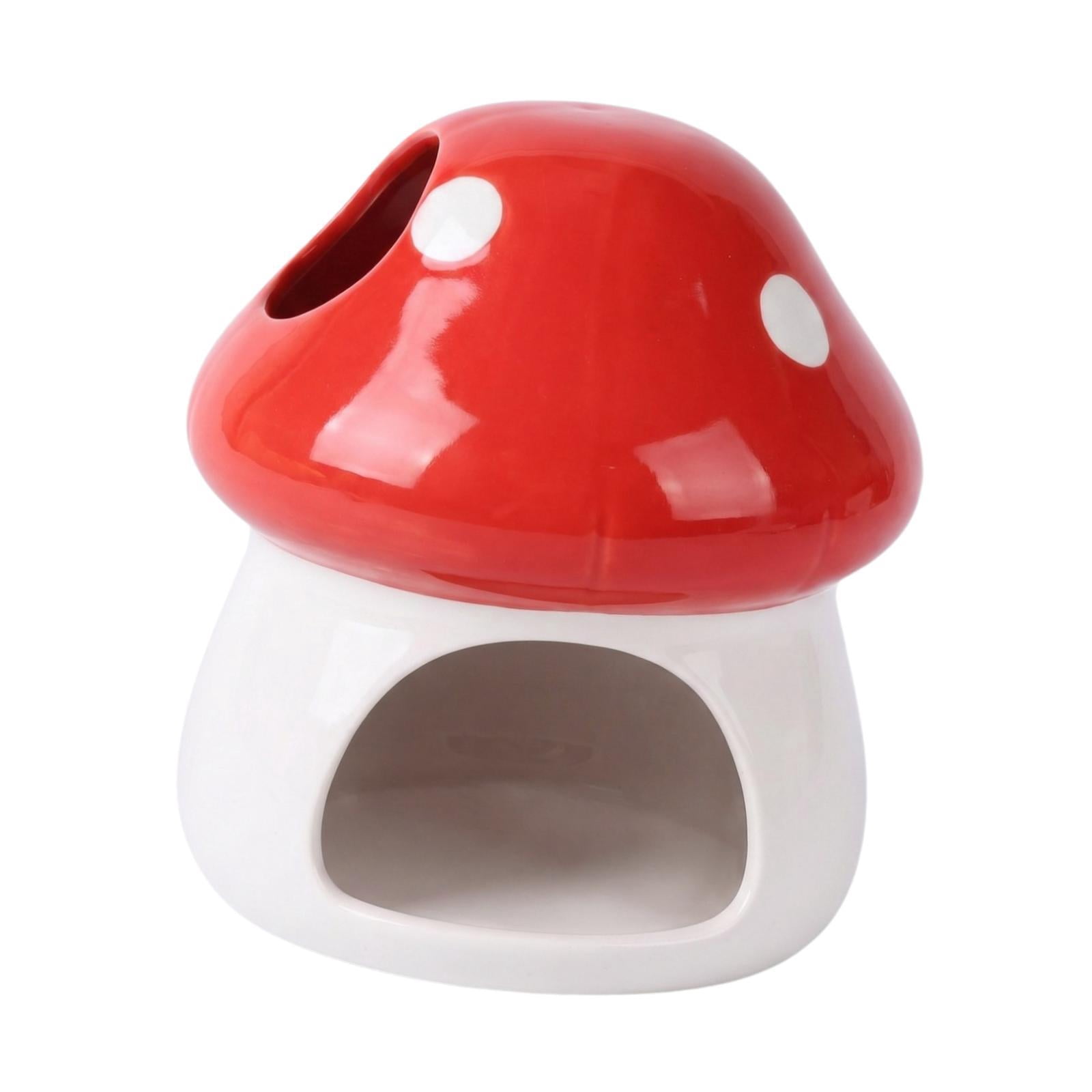 Dualoai Ceramic Hamster House Cute Guinea Pig Hideout for Rats Dwarf Hamster Gerbils Red