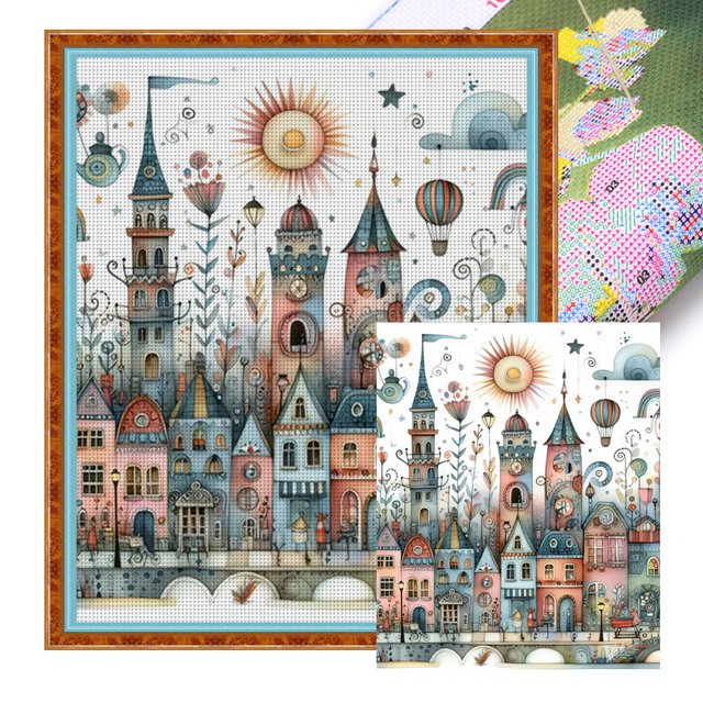 Hilo Algodón Ecológico Bordado Punto Cruz Ensueño Fantástico 11CT 50x60cm Cgtredaw
