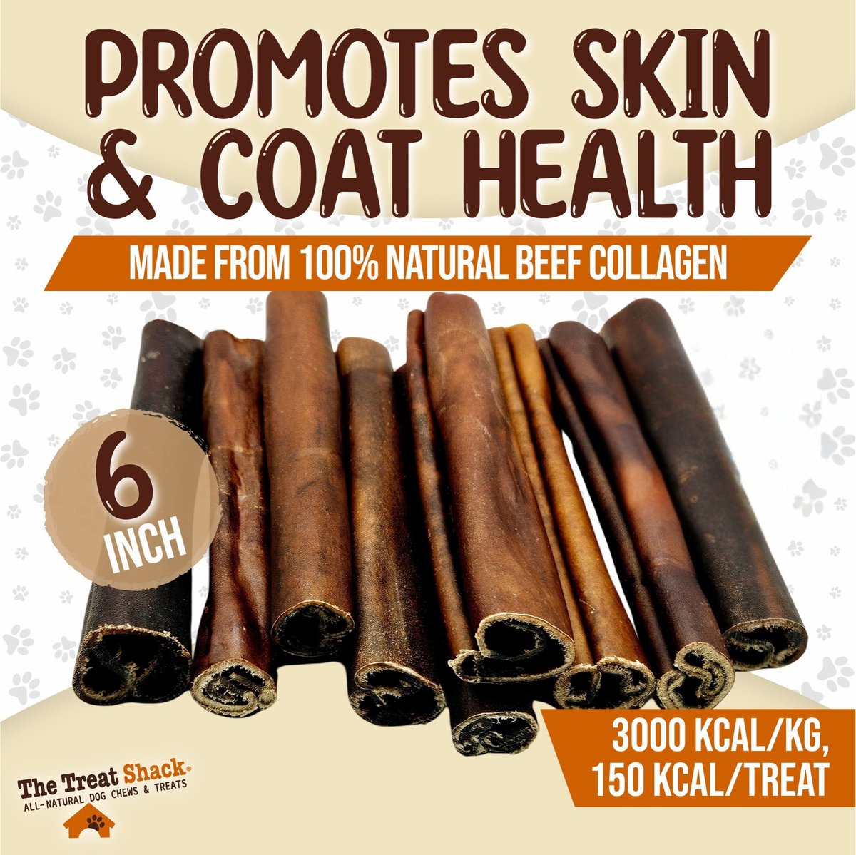 The Treat Shack 6-in Beef Flavor Collagen Sticks Natural Dog Chew Treats, 20CT