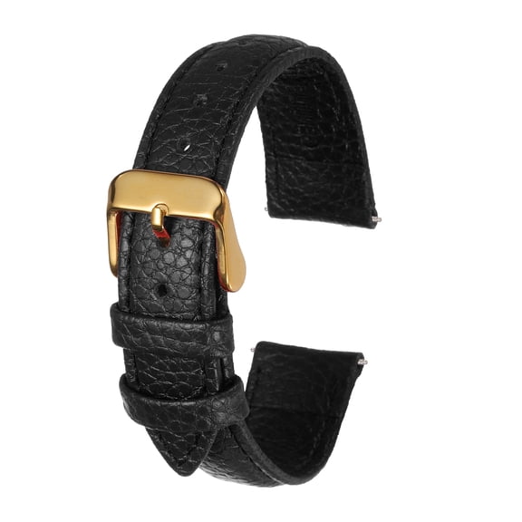 Uxcell Leather Watch Band 18mm Vintage Textured Padded Leather Watch Strap Quick Release Replacement Wristband with Stainless Steel Pin Buckle for Men and Women, Black