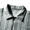 thumbnail image 5 of ZCFZJW Men's Quarter Zip Up Cable Knit Sweaters Slim Fit Lightweight Lapel Collar V Neck Pullover Casual Solid Color Polo Sweaters Gray L, 5 of 7