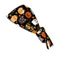thumbnail image 4 of Womens Scrub Cap Halloween Print Work Cap Adjustable Working Hat Dust Cap Head Wrap Nurse Cap for Long Hair Unisex Surgical Cap with Tie Back, 4 of 5