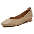 thumbnail image 5 of Fnooota Womens Slip On Flats, Non-slip Office Square Toe Soft Sole PU Dress Shoes Khaki Size 7, 5 of 5