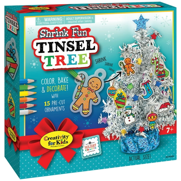 Creativity for Kids Shrink Fun Tinsel Tree Holiday Craft Kit for Kids