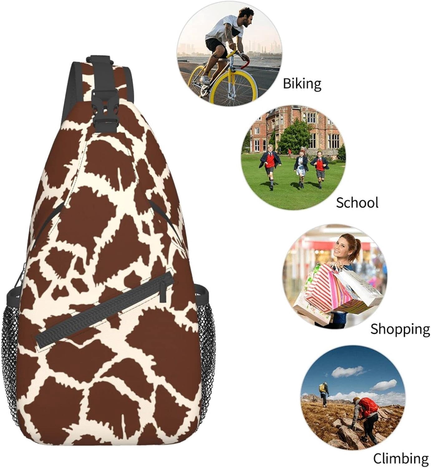 Funny Giraffe Animal Print Sling Bag Crossbody Hiking Travel Chest Bags Backpack Shoulder Daypack for Women Men
