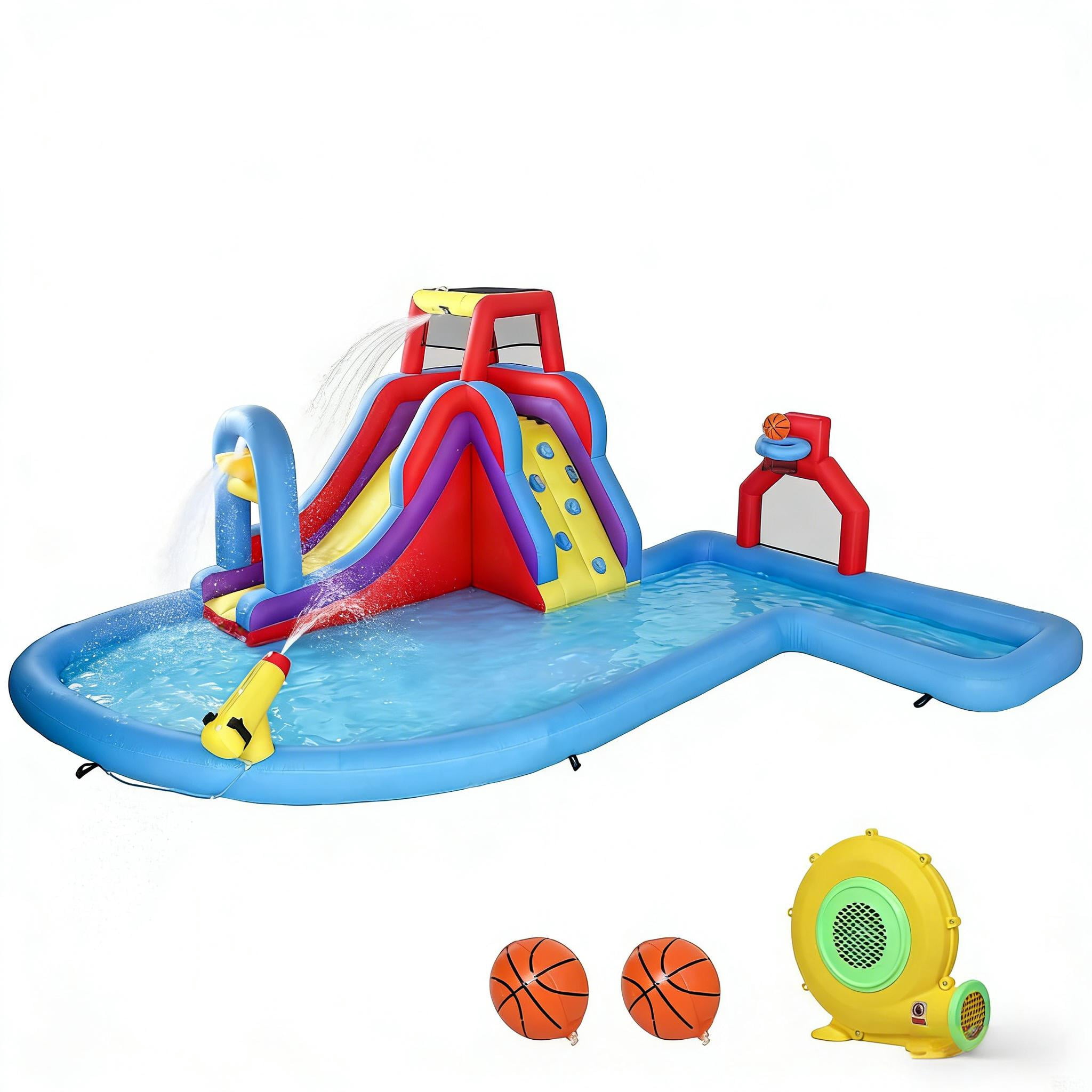 Ambifirner Inflatable Water Bouncy Castle,Inflatable Water Slide 6 in 1 Water Park