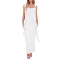 thumbnail image 1 of Vestido PRETTYGARDEN 2025 Verano Maxi Blanco Sin Mangas con Volantes, 1 of 8