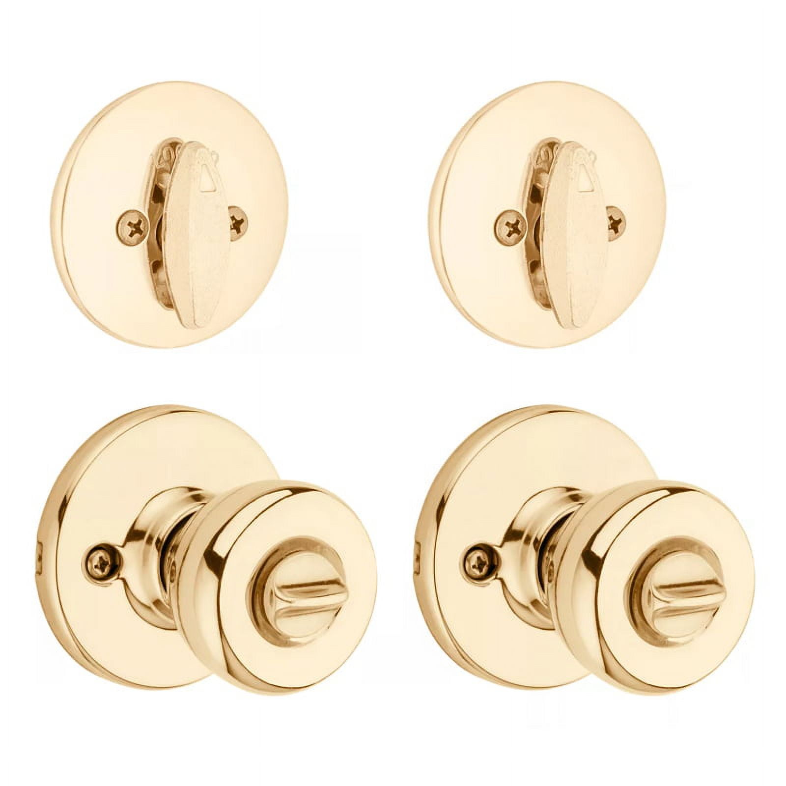 Kwikset 242 Tylo Keyed Entry Knob And Sgl Cyl Deadbolt Project Pack in PB