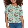 thumbnail image 3 of Uourmeti Otter Athletic Short Sleeve T-Shirt Kids Summer Cute Short Crew Neck Pullover Casual Soft Crop Top for Girls 5-14Y, 3 of 6