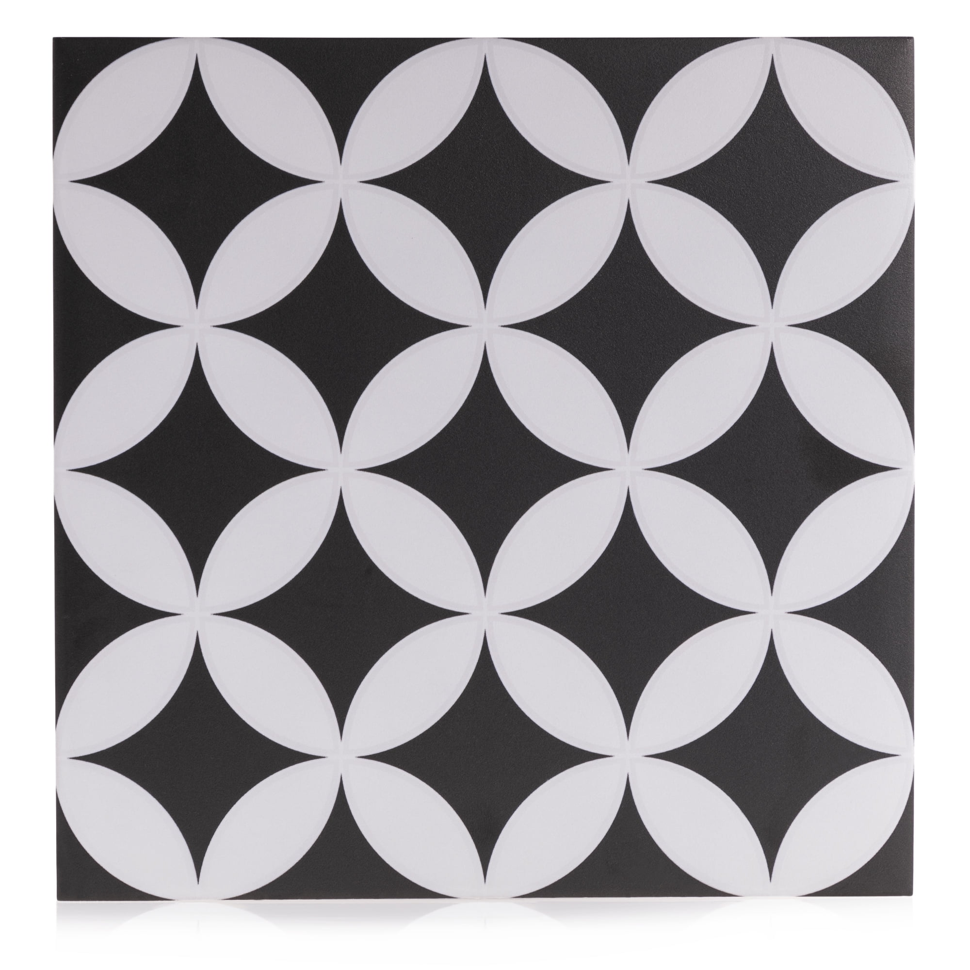 The Tile Project 8"x8" City Decor Black & White Circles Porcelain Floor