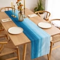 thumbnail image 3 of Sky Blue Ombre Table Runner - 70 Inch Long, Kitchen Dining Table Runner Dresser Scarves, Modern Abstract Art Ocean Oil Painting Farmhouse Decor for Coffee Tables Wedding Party Banquet, 3 of 8