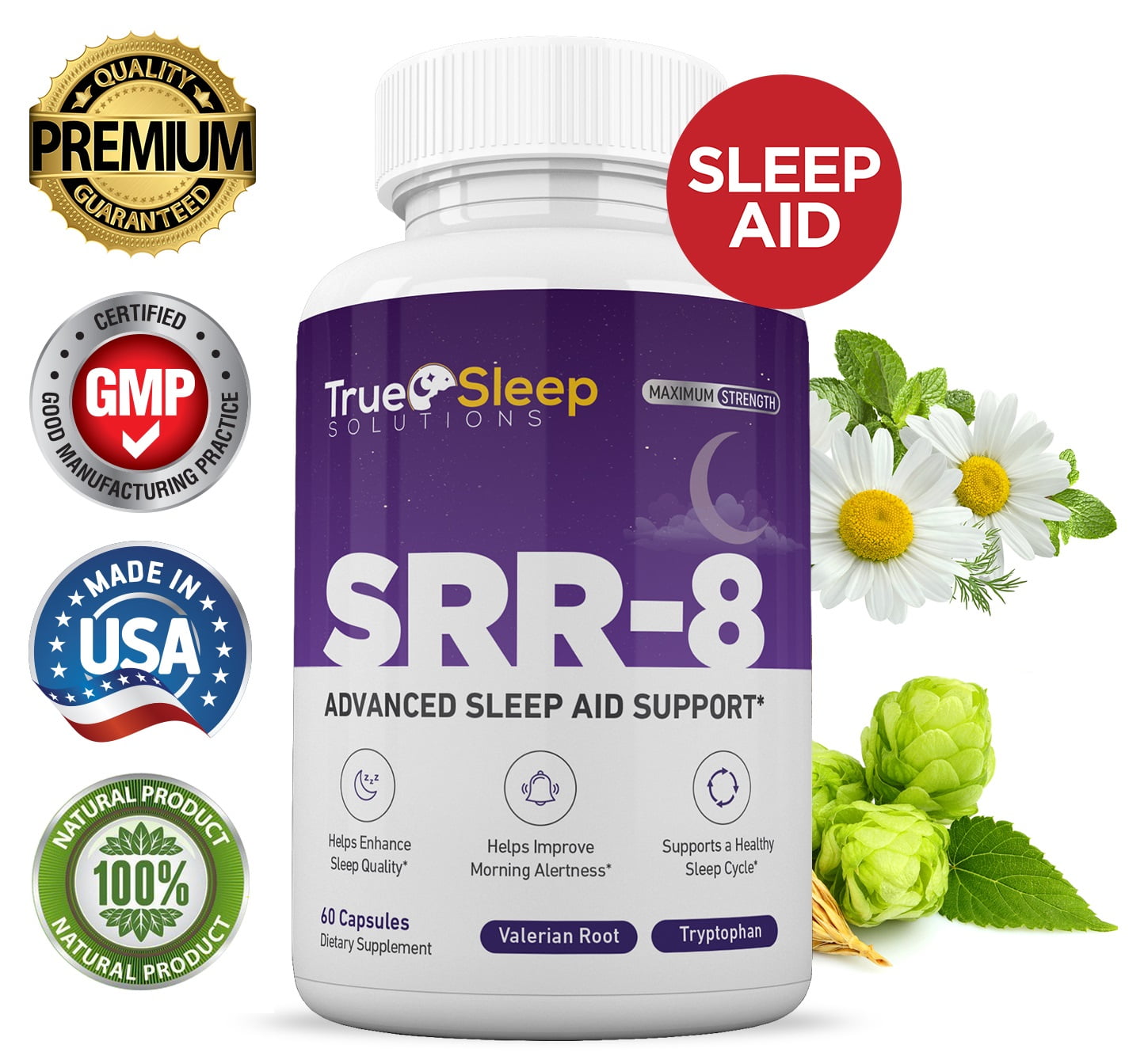SRR 8 True Sleep Solutions Sleeping Pills Sleep Aid 100 Natural Non