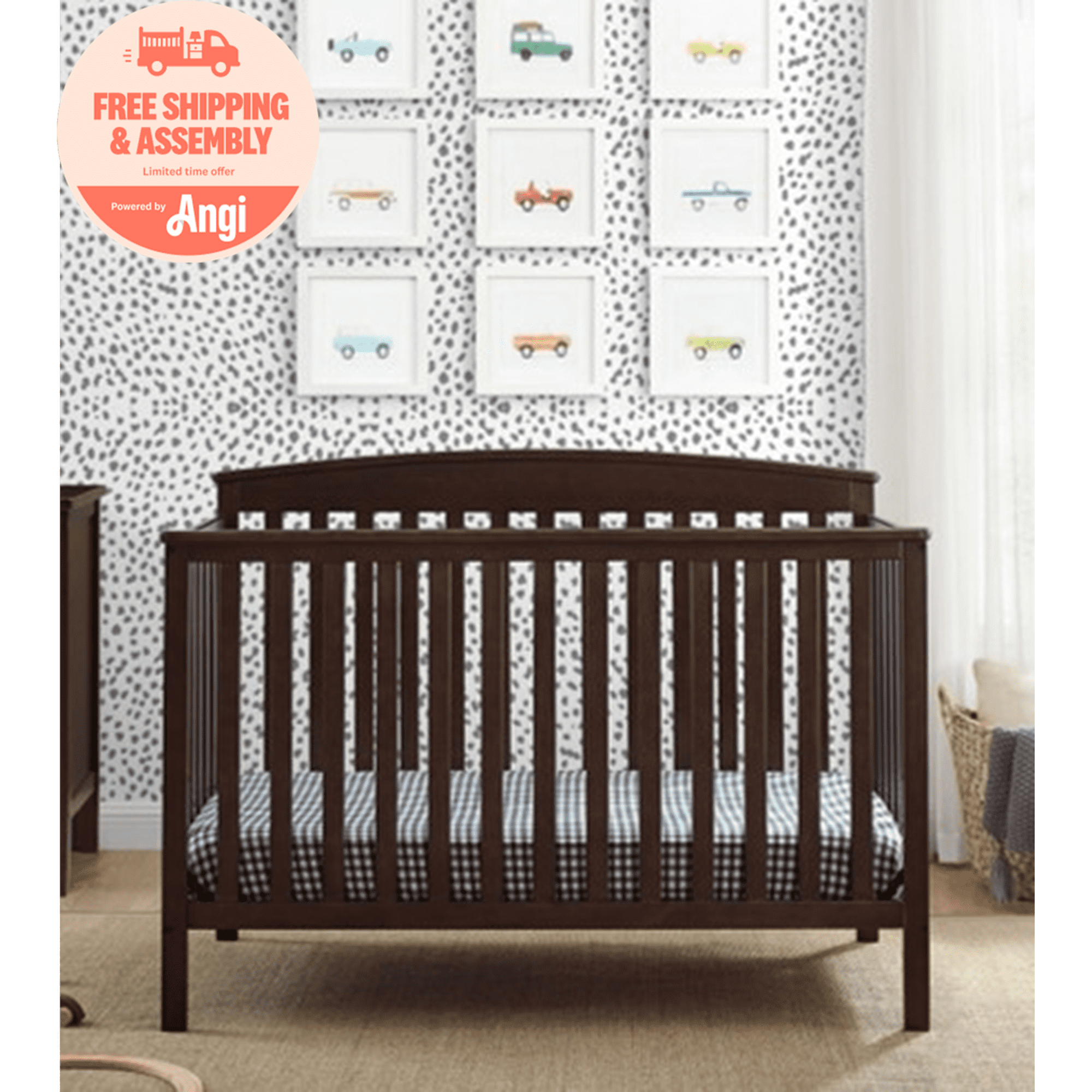 Delta Children Hanover 6-in-1 Convertible Baby Crib, Walnut Espresso