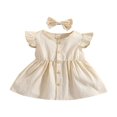 thumbnail image 1 of Robe d'Été pour Tout-Petites Filles en Coton et Lin à Volants, Dos Nu, Sans Manches, Décontractée pour la Plage et les Fêtes, 1 of 6