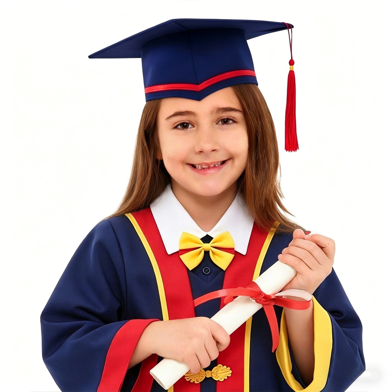 FYEGRE Graduation Gown And Cap Set For Boys Academic Formal Commencement Wear Robe Outfit Navy 11-12 Years