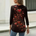 thumbnail image 3 of Fgvctg Valentine's Day Tops for Women Casual 3/4 Sleeve Crewneck Top Cute Date Night Pullover Shirt Loose Cute Love Heart Print Blouses Gifts for Women Watermelon Red S, 3 of 4