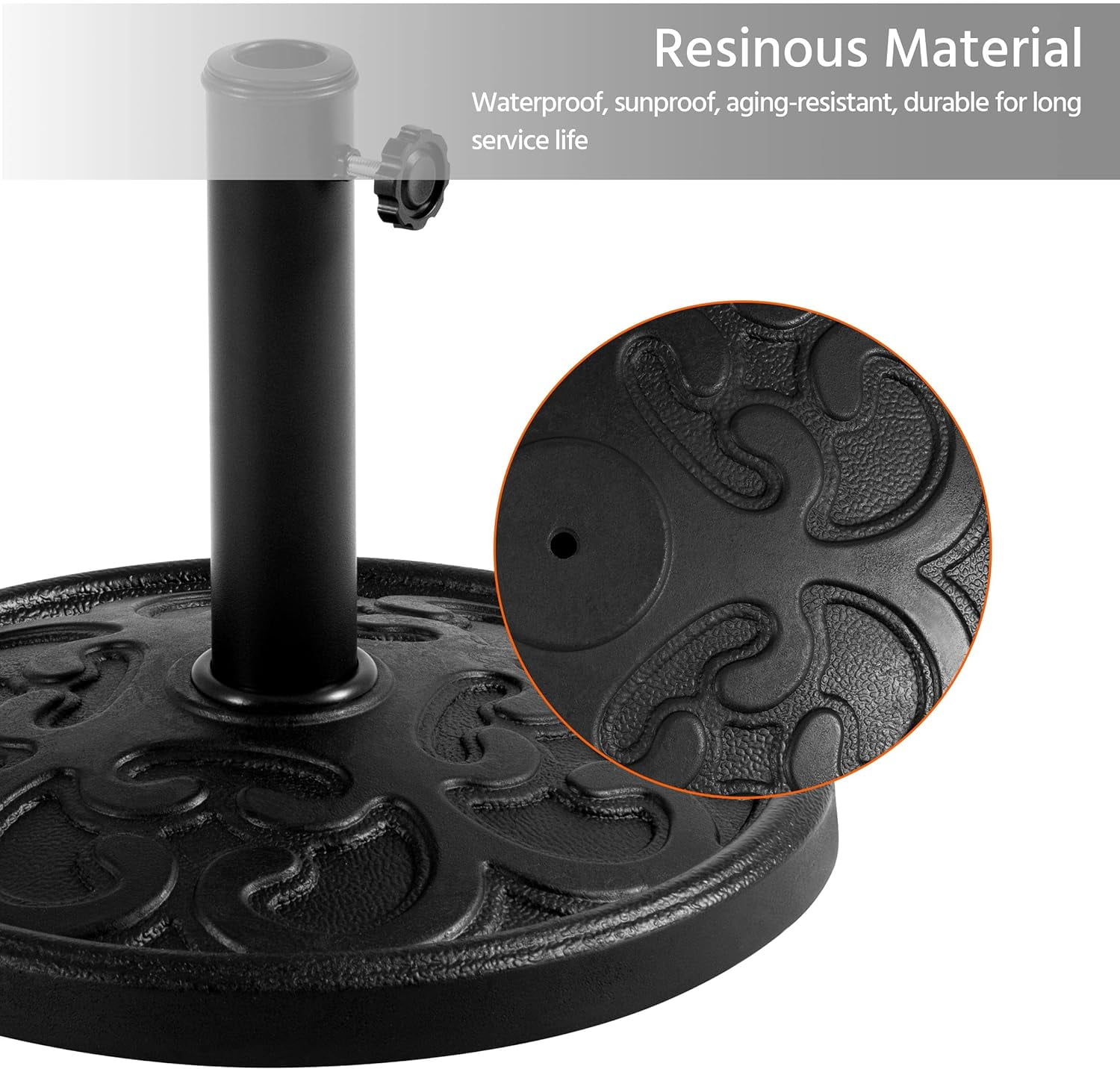 22lbs Umbrella Base 17.5'' Patio Market Umbrella Stand Iron Umbrella Holder for Garden, Beach Deck, Lawn - Black