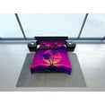 thumbnail image 4 of Vaporwave Sunset In Tropical Beach Bedding, Cool Hippie Pink Purple Funda Nórdica, 4 of 4