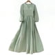 thumbnail image 5 of Mujeres Vestido Casual V Cuello Tres Cuartos de Manga Suelta Mezcla de Lino, Vestido de Lino Suave Mujeres para el Verano Hogar Diario de Comodidad, 5 of 7
