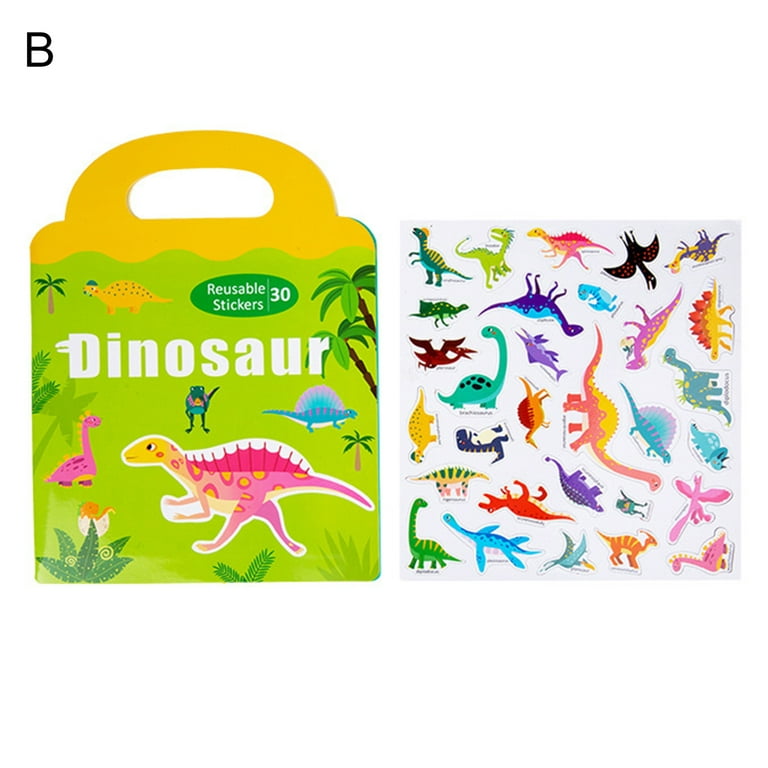 Sticker Book for Kids 2-4, Reusable Sticker Book for Toddlers 1-3, 34 PCS  Dinosaur Stickers for Kids Preschool Learning Activities Travel Birthday