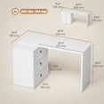 thumbnail image 3 of HOMCOM L Shaped Computer Desk with 3 Drawers White Wood Grain, 3 of 10