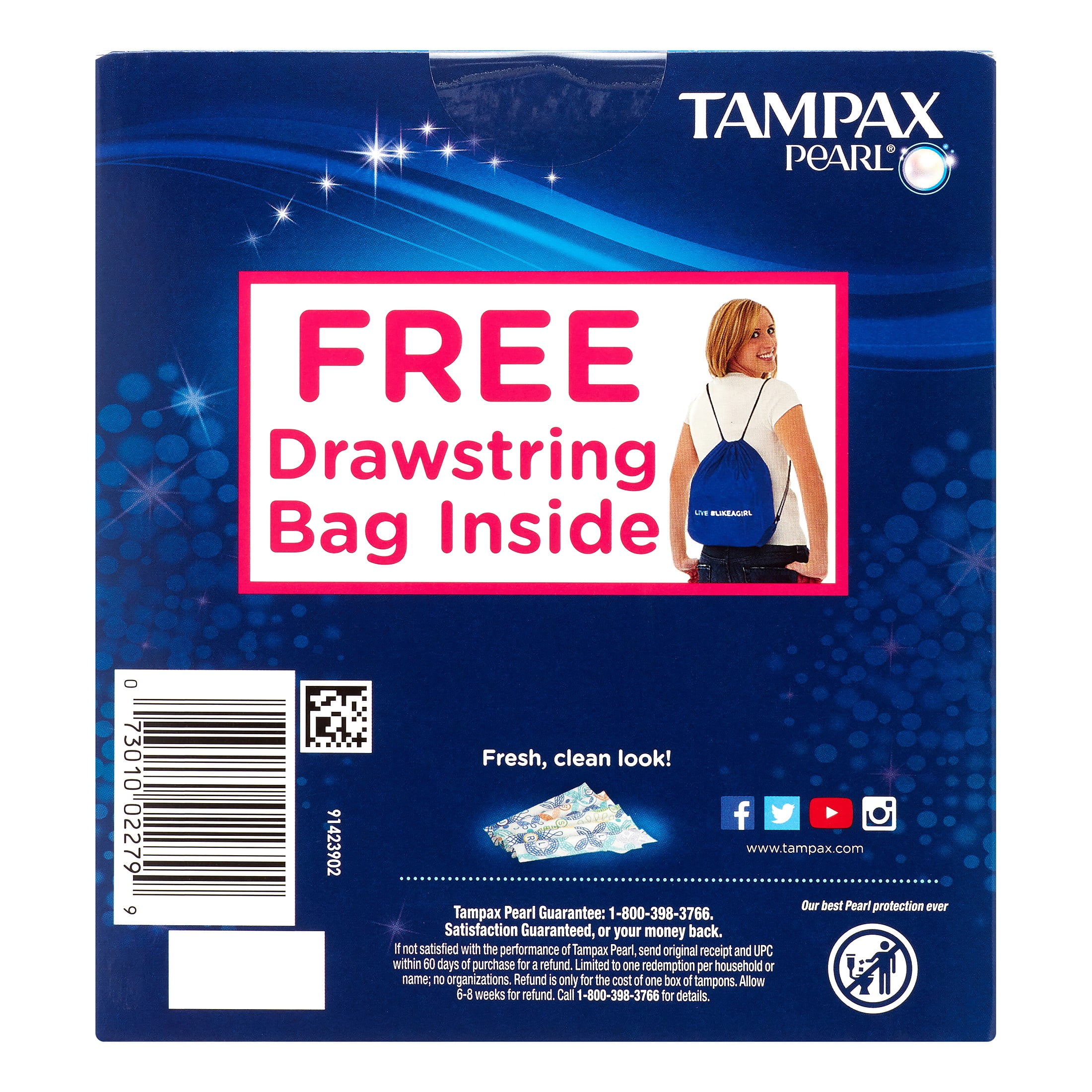 Tampax Pearl Lite Tampons with Drawstring Bag, 36 Count