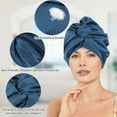 thumbnail image 2 of Guardoinrt Wide Application Cap For Hair Protection Smooth Line Comfortable Silk Sleeping Bonnet Sleeping Cap Blue 1Set, 2 of 6