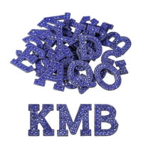 Uxcell Iron on Patch Decorative A-Z Dark Blue Glitter Alphabet Applique Rhinestone English Letter 26 Pack