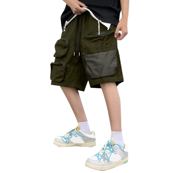 Ramiter Men'S Shorts Mens Casual Fashion Pant Short Lace Up Seaside Printed Holiday Beach Pant Shorts Beach Casual Loose Pants Green,L