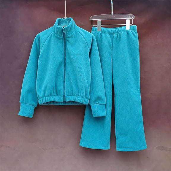 Dianli 2 Piece Outfits Girls Tunic Casual Blouse Loose Fit Long Sleeve Crew Neck Solid Tops Athletic Girls Size 14-16 Outfit Sets Shirts for Girls 4-12 Summer Saving Blue 8Years