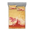 thumbnail image 2 of Ambesonne Floral Fitted Sheet & Pillow Sham Set, Far Eastern Scenery View, Twinxl, Persian Orange and Pink, 2 of 3