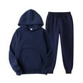 thumbnail image 5 of WTOBBY Women's Fashion Casual Solid Color Loose Hooded Sweatshirt Two-Piece Set, Comfortable Lounge Wear for Home, Street Style Outfit for Daily Activities, Perfect for Relaxation,Navy S, 5 of 5