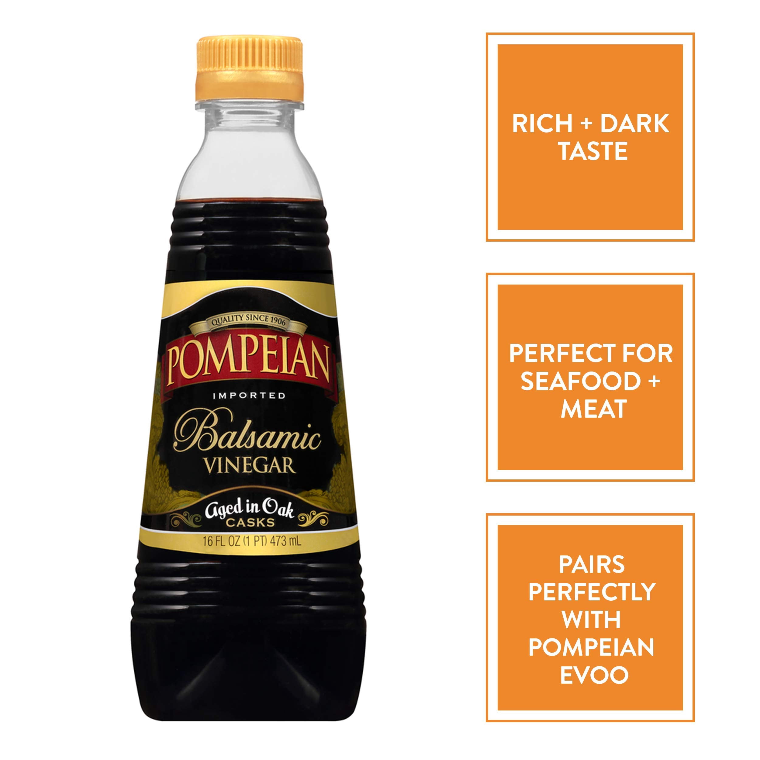 Pompeian Balsamic Vinegar, 16 fl oz Bottle (Pack of 4)