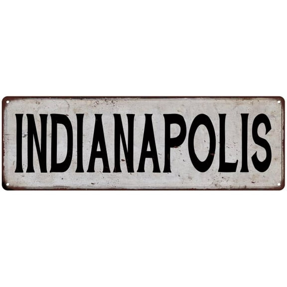 INDIANAPOLIS Vintage Look Rustic Metal City State Sign 8 x 24 Matte Finish Metal 108240041354