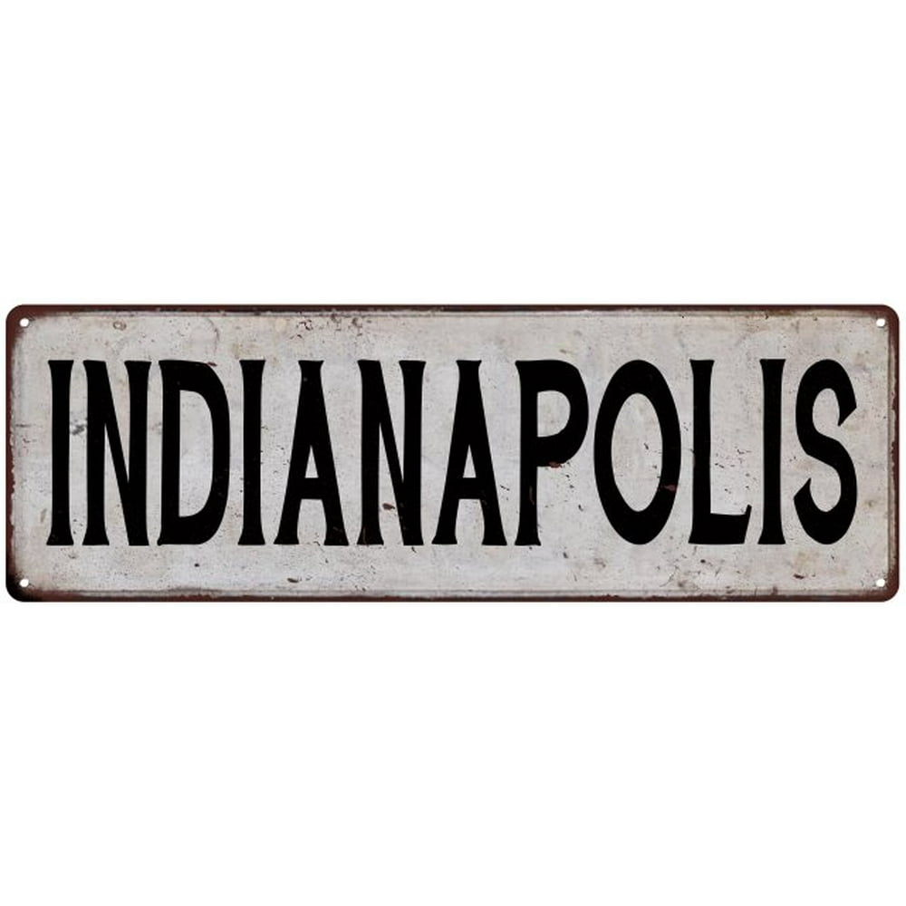 INDIANAPOLIS Vintage Look Rustic Metal 6x18 Sign City State