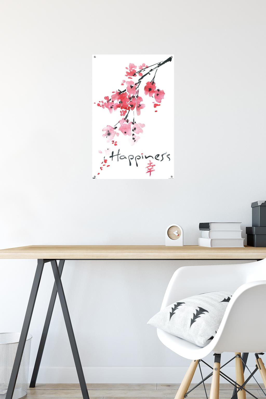 Sakura Tree - Happiness Wall Poster with Pushpins, 14.725" x 22.375"