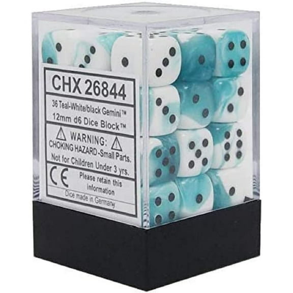 Chessex 26844 Gemini 12mm d6 Dice Block, Multicolor