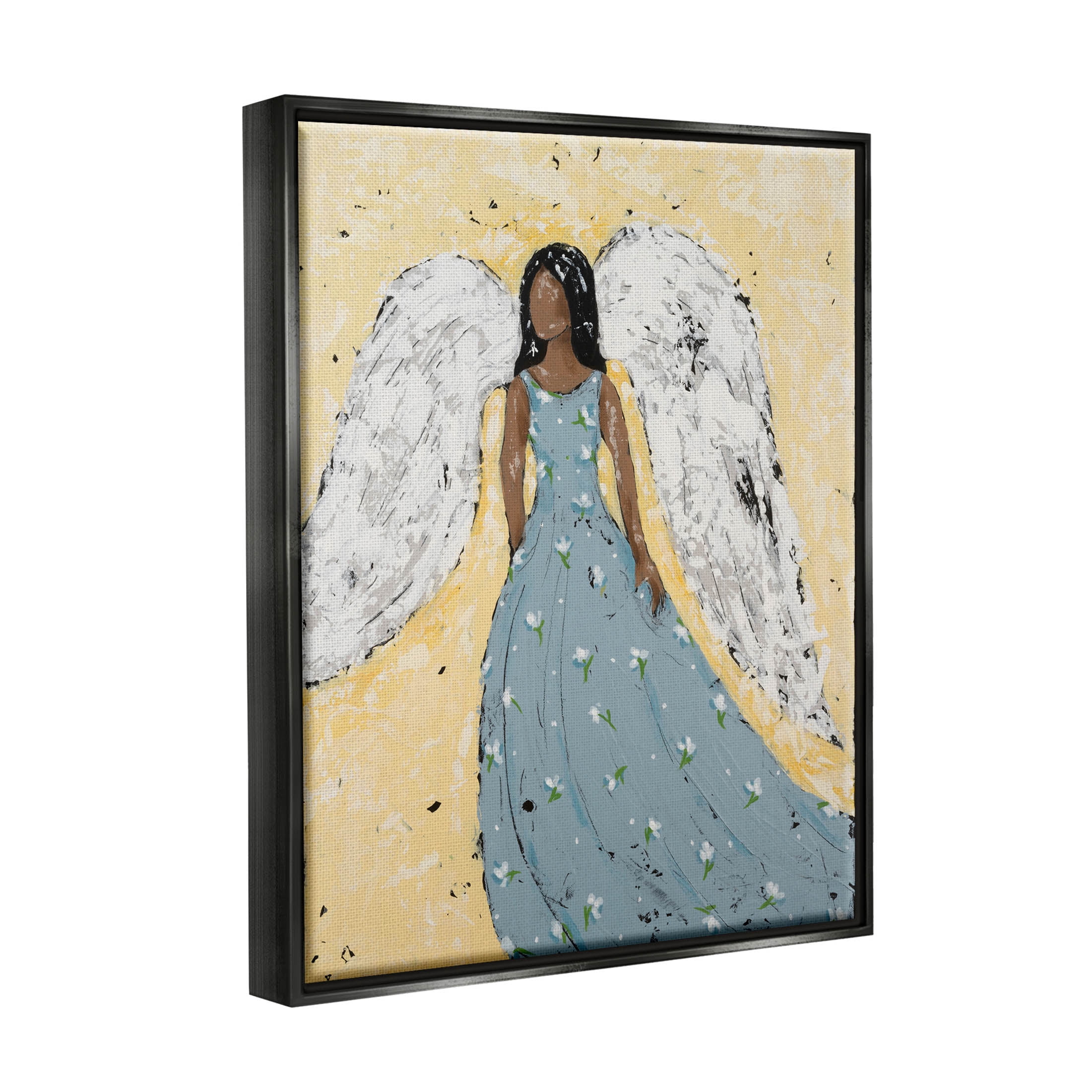 Stupell Industries Beautiful Angelic Woman Painting Painting Jet Black Floating Framed Canvas Print Wall Art, Design by Jade Reynolds