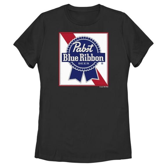 Women's Pabst Blue Ribbon Frame Logo  Graphic Tee Black Medium