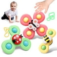 thumbnail image 3 of 3 Pcs Suction Cup Spinning Top Toy Cartoon Insect Rotating Rattles Toys Sucker Gyros Peg-top Hand Spinner ABS Relief Stress Fingertip Toy for Children, 3 of 5