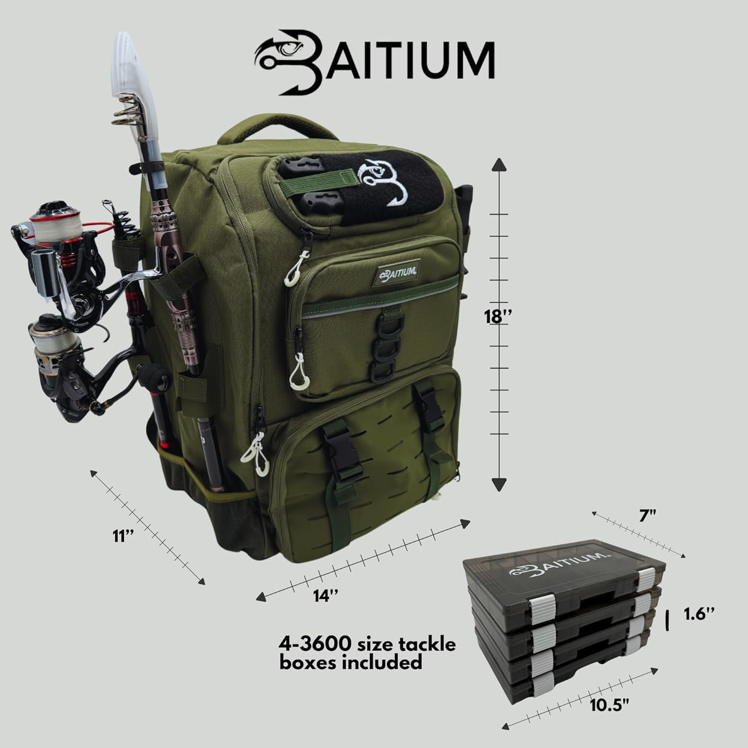 Fishing Backpack Fishing Tackle Backpack With Rod Holders 40L Tackle Bag With Cooler Fishing Bag Fishing Tackle Backpack Fishing Tackle Box Backpack Fishing Gear Green Walmart