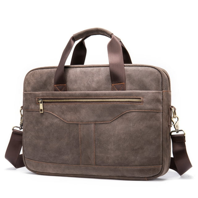 Maletín de cuero genuino para hombre, bolso bandolera de negocios para hombre, bolso retro de piel de vaca de primera capa para computadora portátil