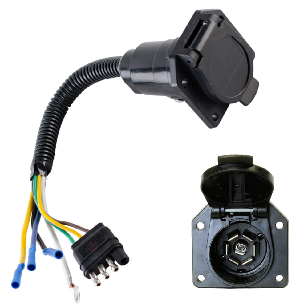 4 Wire Flat to 7 Way Converter Adapter RV Trailer Light Plug Custom