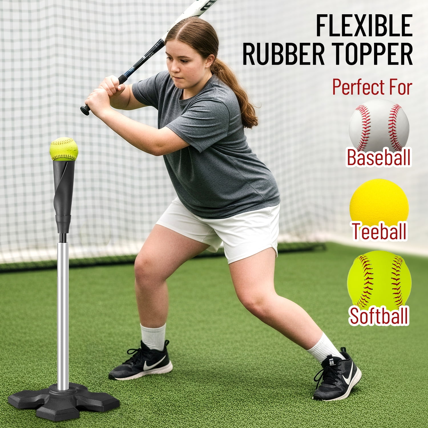 CureCalor Heavy Duty Adjustable Batting Tee for Baseball, Softball & T-Ball Training
