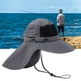 thumbnail image 3 of D-GROEE Wide Brim Adjustable Strap Sun Hat with Neck Flap, UPF 50+ Hiking Safari Fishing Caps for Men and Women, 3 of 7