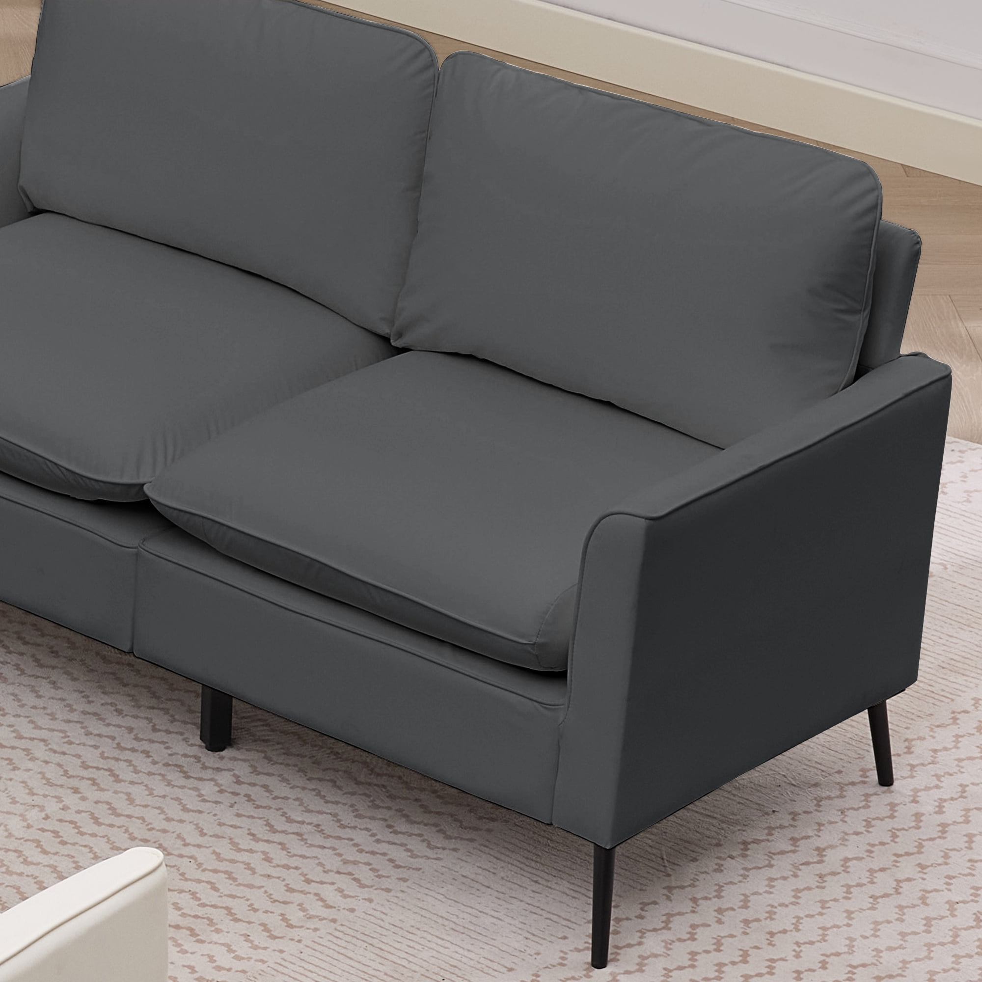 55" Small Loveseat Sofa for Small Spaces,Leather Upholstered 2-Seater Sofa Couch Single Casual Sofa Chair for Living Room Office,Light Gray