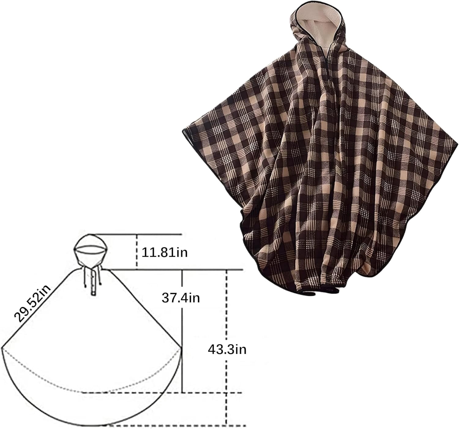 Wheelchair Lap Blanket for Elderly: Winter Ponchos Cape Coat for Women and Men, Fleece Lined Wheelchair Cape with Hood, Warm Soft Lap Blanket for Office, Gifts for Homebound Seniors
