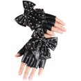 thumbnail image 3 of Fashion Street Dance PU Material Imitation Leather Rivet Dancing Gloves Women Gloves Half Finger Gloves Big Bow WHITE, 3 of 8